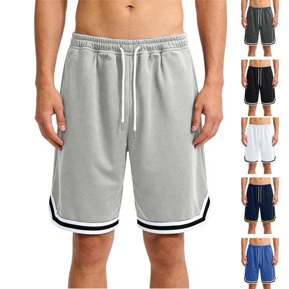 HAJWOH Men's Basketball Shorts Elastic Waist with Drawstring Breathable Athletic Gym Running Casual Sports Shorts