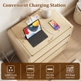 thumbnail image 3 of Aufeile 3 Drawer Nightstand with Charging Station, Modern Curved Night Stand with Hidden Handles, Bedside Table for Bedroom, Natural, 3 of 9
