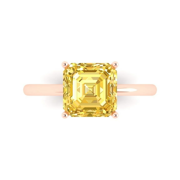 Solitaire Engagement Ring for Women - 2.5ct Natural Citrine in 18K Rose Gold Promise Ring