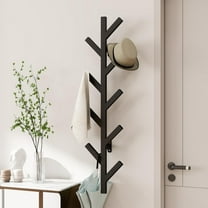 Wall Mounted Metal Coat Rack with 9 Hooks Modern Minimalist & Upright Coat Rack for Hanging Clothes, Hats, Hanging Bags and Scarves Entrance Wall Iron Coat Racks (Black)