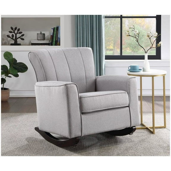 Acme Denzell Rocking Chair, Light Gray Linen