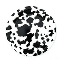 Party West Paper Goods Black Cowhide Dinner Plate 8/Set