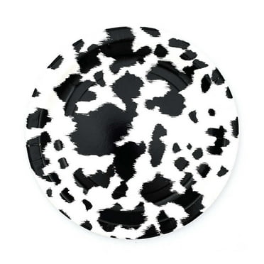 Party West Paper Goods Black Cowhide Dinner Plate 8/Set