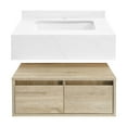 thumbnail image 2 of Avancer 24" Wall-Mounted Bathroom Vanity in Calacatta and White Oak, 2 of 13