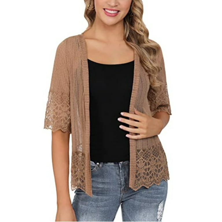 Short sleeve top shawl cardigan