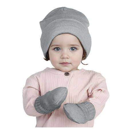 

GXWEA Toddler Winter Hat And Gloves Set Kids Warm Hat Toddler Beanie Baby Boys Girls Beanies Kids Winter Hats Children Knit Warm Caps Grey