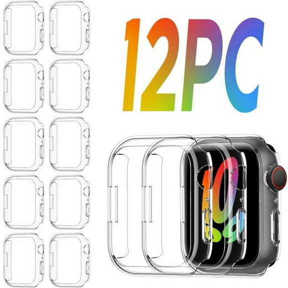 [12 Pack] DABAOZA case Compatible for Apple Watch 45mm Bumper Cover No Screen Protector,Full Hard PC Scratch Resistant Bumper Protective Cover for iWatch Series 9 8 7 45mm (Clear45MM)