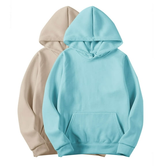 Wyobmus 2PC Womens Drawstring Hoodies Plus Size Sweatshirt Long Sleeve Hoodie Pullover Blouses Loose Fitting Tees Fashion Clothing Sweatshirts A-Beige