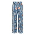 thumbnail image 6 of Blue Women's Casual Pants, Womens Daily Elastic Waist Pockets Straight Printed Color Casual Pants Loose Long Trousers,Women's Casual Pants XXL, 6 of 9