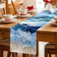 thumbnail image 5 of Navy Blue Coastal Beach Cotton Linen Rectangle Table Runners 13"x48", Summer Nautical Abstract Ombre Art Coffee Table Runner Dresser Scarves Table Runners for Wedding Party Banquet Dinner Decor, 5 of 8