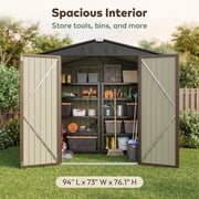 6x4 FT Storage Shed, Tool Shed with Sloping Roof and Lockable Door with Doors, Brown