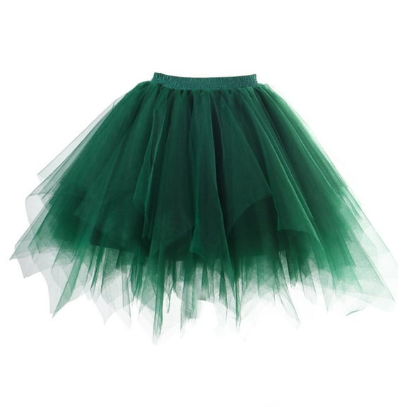 WHLBF Women's Plus Size Retro Slip High Quality Bubble Yarn Ballet Skirt Dance Half Skirt Army Green XXXL(XXXL)