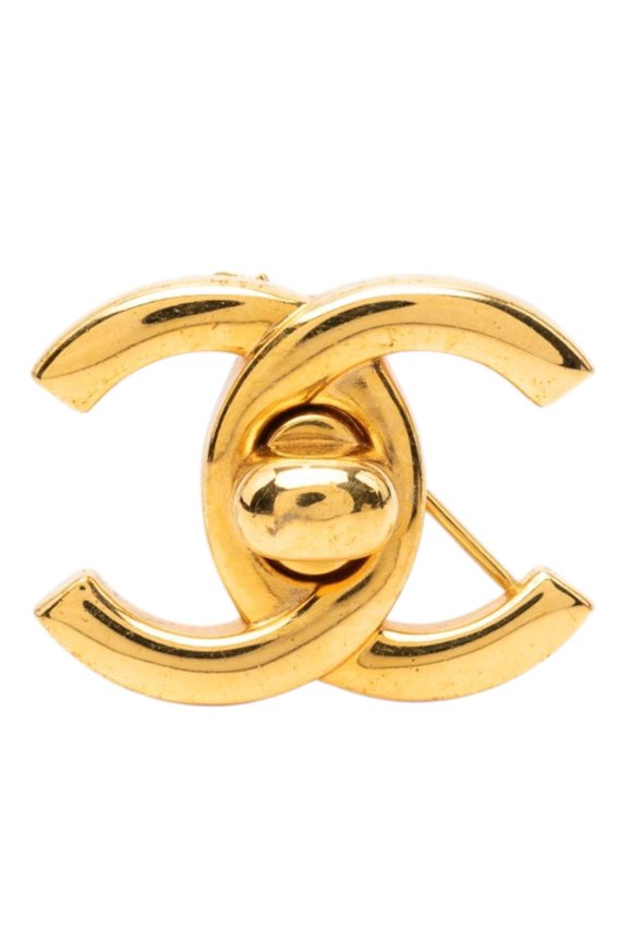 Pre-Owned Chanel Coco Mark Turnlock Brooch Vintage 96P Gold Plated GP Women's CHANEL