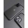 thumbnail image 3 of Funda con apariencia de carbono mate compatible con iPhone 14 Pro, textura de fibra de carbono translúcida, antihuellas, antiarañazos, antiamarillo, parte trasera dura y marco de silicona reforzado, 3 of 4