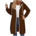thumbnail image 5 of BOBOGOJP Long Hoodies for Women Zip Up Double Zipper Fleece Jacket Tunic Sweatshirts Fall Winter Fashion Clothes Coffee for Size S, 5 of 8