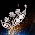 thumbnail image 2 of flor de material cristal con Perla Simulada con Pasador de Seguridad, Bufanda, , Sombrero, Bolsa, Decoración Yinane Broches de boda para mujer, 2 of 8