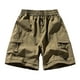 thumbnail image 1 of Mens Shorts Cintura Elástica con Bolsillos Color Sólido Casual Cremallera Bolsillo Shorts de Ropa de Trabajo, Poliéster, 1 of 5