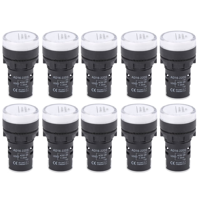 10Pcs AD16 ‑ 22DS LED Luz de señal Blanco Indicador de alto brillo Equipo Accesorio