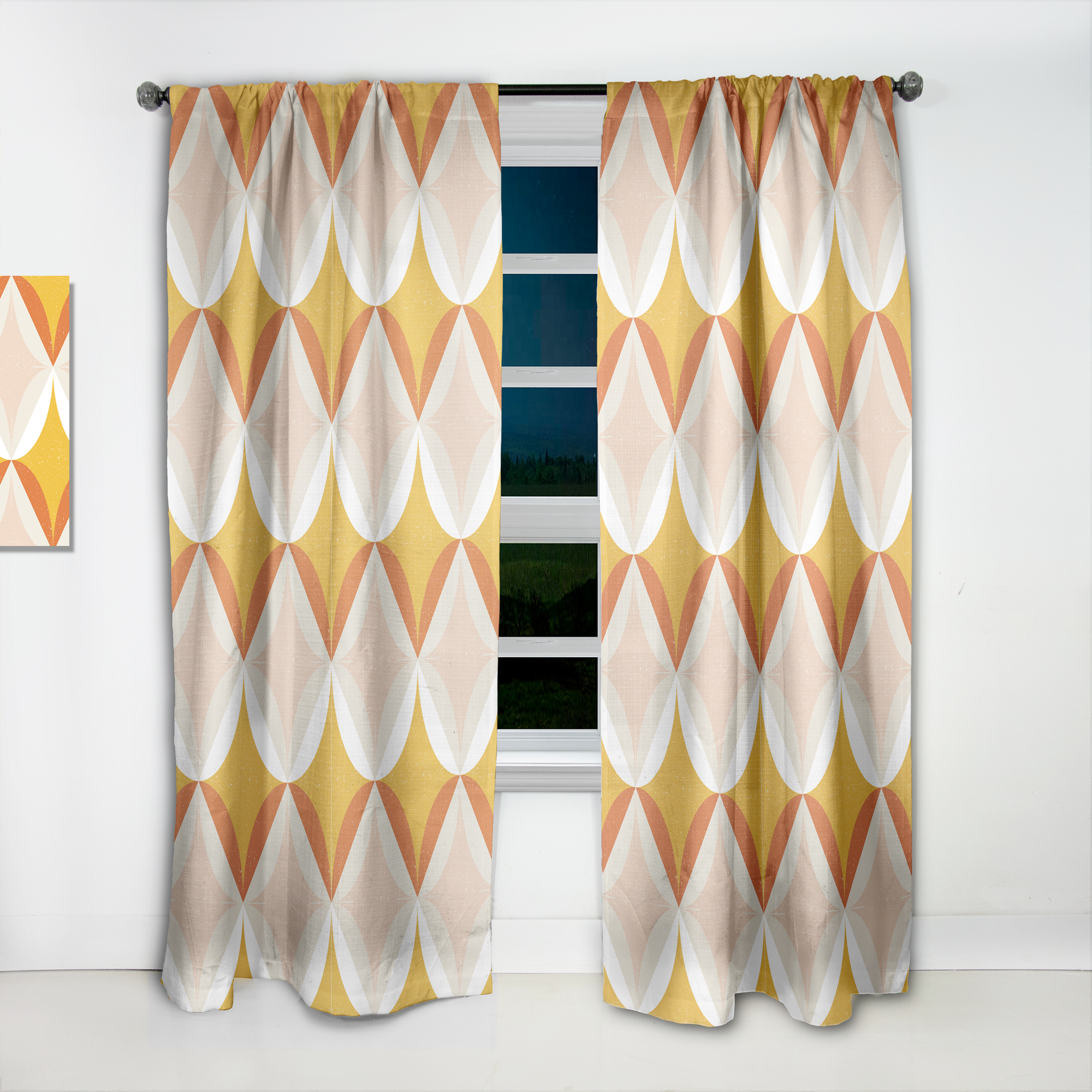 Designart 'Abstract Retro Design XII' Mid-Century Modern Curtain Panel