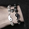 thumbnail image 3 of 2pcs Magnetic Couple Bracelet Set, Matching Hearts Yin Yang Bracelet, Beaded Bracelet for Men & Women, Friendship, Valentine's Day Gift, 3 of 5