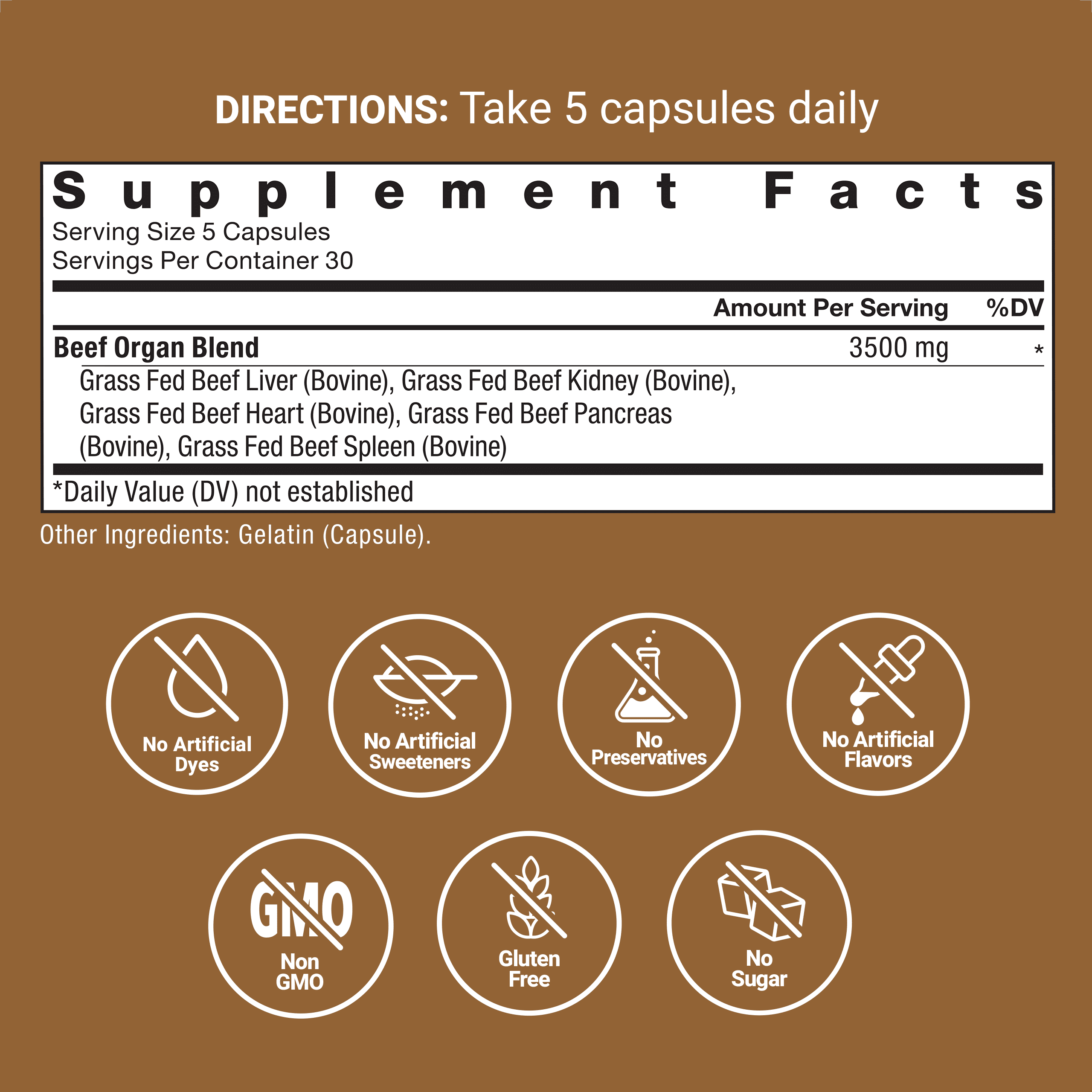 Force Factor Primal Origins, Beef Organs Supplement with 3500mg Beef Liver, Kidney, Heart, Pancreas & Spleen for Energy & Stamina, 150 Capsules
