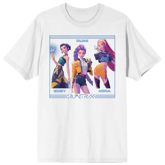 KPop Demon Hunters Huntrix on White Short Sleeve Kids T Shirt - Large