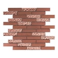 thumbnail image 2 of Sample - Rose Gold Metallic Metal Glass 2/3 offset Linear Mosaic Tile Kitchen Backsplash, 2 of 6