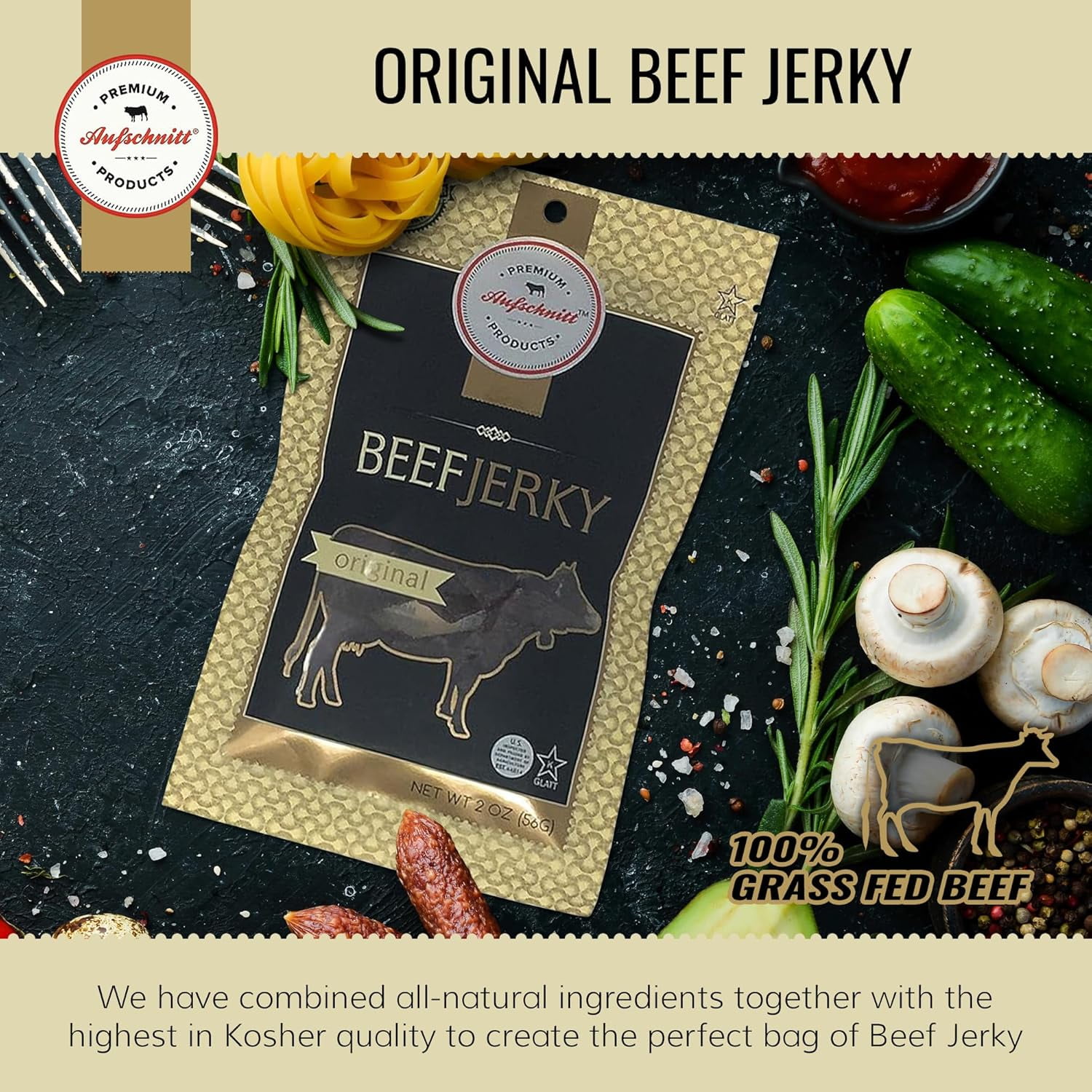 Pack of 12, Aufschnitt Original Beef Jerky, 2 oz