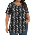 thumbnail image 2 of Horkkom Womens Short Sleeve Tops Summer Casual Floral Print Plus Size Blouses Loose Crew Neck Pleated Tunic Tops L, 2 of 8