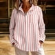 thumbnail image 2 of Camisa de Manga Larga Casual de Flanela con Rayas, Blusa de Bolsillo Delantera de Cuello Girado para el Uso Diario, Camisas de Malla de Manga Larga de Mujeres Embarazadas, 2 of 9