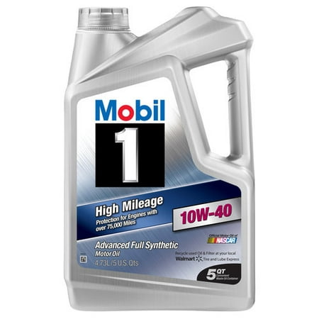 (3 Pack) Mobil 1 10W-40 High Mileage Advanced Full Synthetic Motor Oil, 5