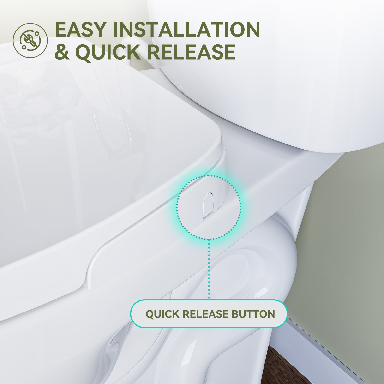 HOROW 15.24 in x 19.41 in Toilet Seat Bidet Non-Electric Bidet Toilet Seats Elongated White with Adjustable 4 Pack