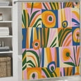 thumbnail image 2 of Mid Century Modern Abstract Boho Shower Curtains for Bathroom, Cute Retro Floral Bathroom Shower Curtain, Vintage Checkered Flower Bath Curtain, Waterproof Fabric Shower Curtain Decoration, 2 of 6