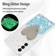 thumbnail image 5 of Luminous Glow in The Dark Case for Samsung Galaxy S24 FE, TPU Soft Bling Glitter Cover with Heart-Shaped Makeup Mirror, Fluorescent Shine Slim Protective Case for Galaxy S24 FE YGJ-Blue, 5 of 8