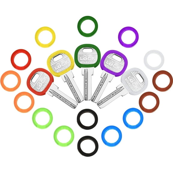 20 Pieces Key Caps Covers Tags Flexible Key Covers Plastic Key Identifier Rings for Easy Identifying Keys, 10 Colors (Round Key Caps)