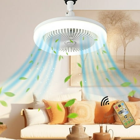 

Naxoaeo Clearance E27 Ceiling Fan with Lights Remote Enclosed Low Profile Fan Light Ceiling Light with Fan 3 Speeds 3 Light Color Dimming and Timing Summer Gift for Bedroom Dormitory (White)