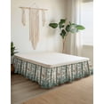 thumbnail image 2 of Retro Butterfly Wrap Around Bed Skirts for Queen Bed 16" Drop, Bed Skirt with Adjustable Elastic Belt Dust Ruffle Bed Valance for Bedroom Hotel Luxury Green Spring Floral Botanical Bed Frame Cover, 2 of 7