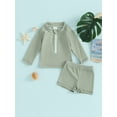 thumbnail image 2 of Qtinghua Infant Toddler Baby Boy Girl Swimwear Front Zipper Long Sleeve Tops + Swim Shorts Swimsuit Beach Wear, 2 of 9