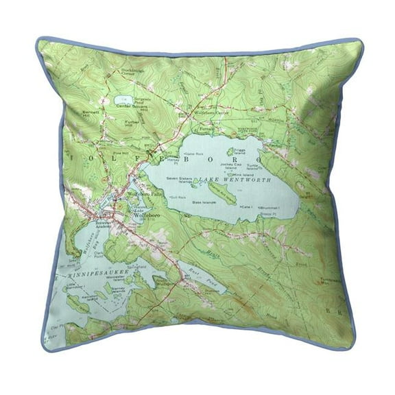 Betsy Drake SN654 12 x 12 in. Lake Wentworth, NH Nautical Map Small Corded Indoor & Outdoor Pillow