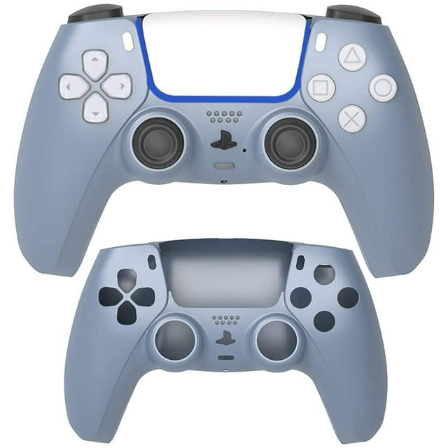 Replacement Shell for PS5, DIY Replacement Controller Housing Shell Case Set Front and Back Cover for Playstation 5 Dualsense Controllers (Metallic Blue)(Titanium Blue)