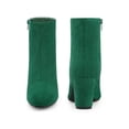 thumbnail image 4 of Perphy Square Toe  Block Heel Ankle Boots for Women Emerald Green 9, 4 of 4