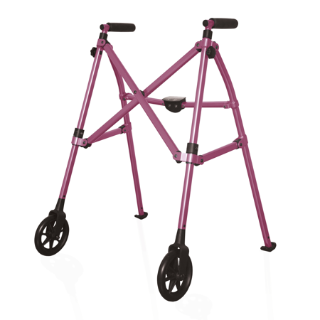Able Life Space Saver Walker - Regal Rose, Folding Travel Walker with 6" wheels + Bariatric Frame supports 400 lbs