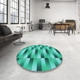 thumbnail image 4 of Ahgly Company Tapis Rond Lavable en Machine Intérieur Transitionnel Turquoise Bleu Vif, 4 Pieds Rond, 4 of 7