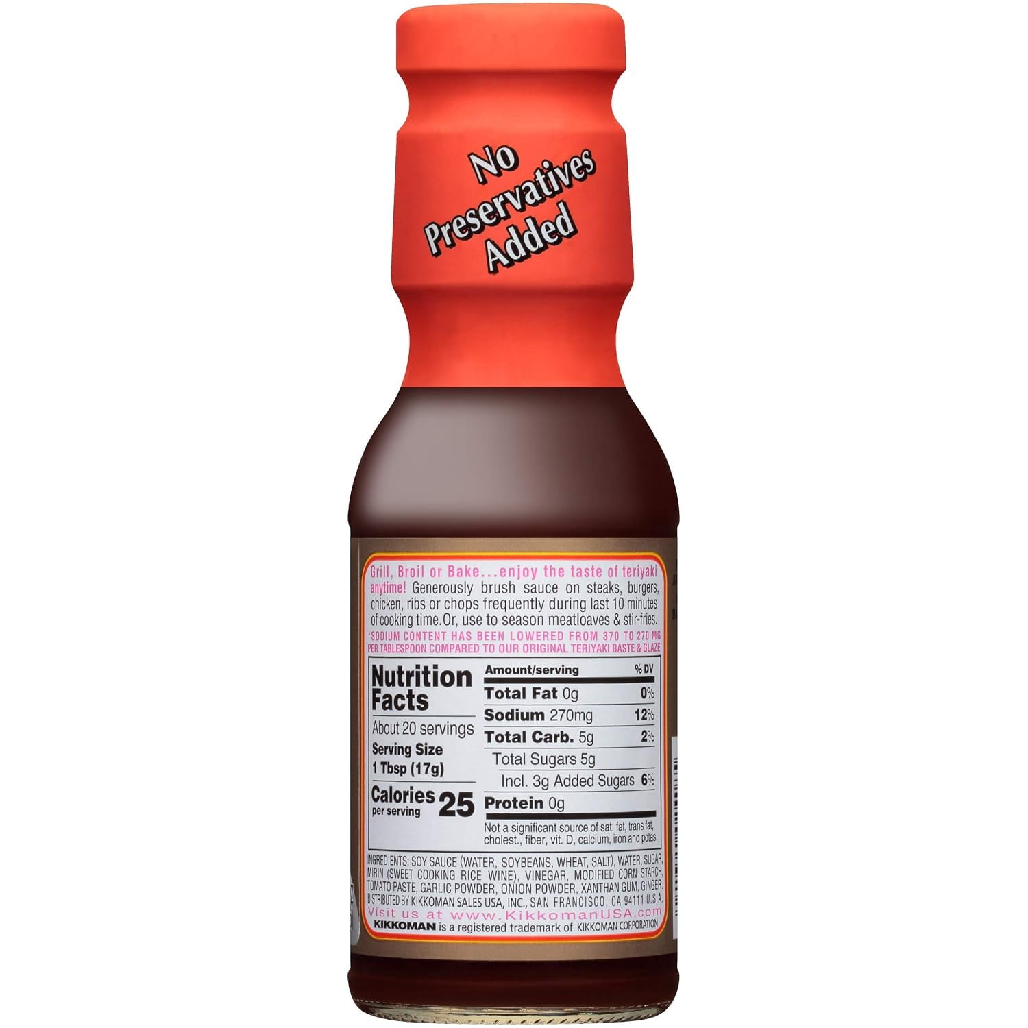 Kikkoman Teriyaki Baste & Glaze (No Preservatives Added), 11.8oz, Shelf Stable, Glass Bottle, New