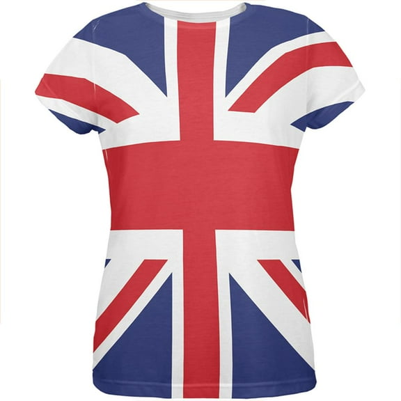 British Flag Union Jack All Over Womens T Shirt Multi 2XL