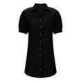thumbnail image 6 of Twczz Womens Plus Size Cotton Shirt Dresses- Casual Short Sleeve Pleated Button Up Midi Work Dresses Black Size 4XL, 6 of 8