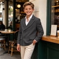 thumbnail image 6 of OGLCCG Boys Blazer Kids Suit Jacket Double Breasted Sport Coat for Boys Formal Dress Jacket for Birthday Graduation Wedding Party Size 1-14, 6 of 8