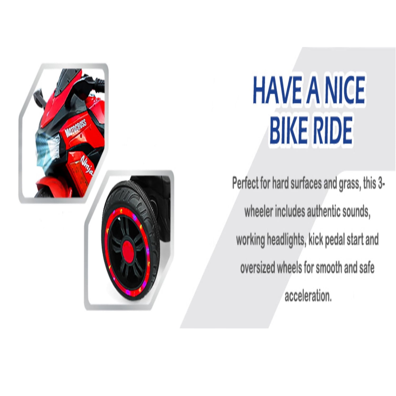 CIPACHO 12V Powered Ride Ons Electric Battery 3Wheel Motorbike Kids Rechargeable Toy Car with Upgrade the Luminous Wheel, RED