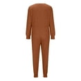 thumbnail image 5 of pstuiky Women's Jumpsuits, Solid Color Loose Long Trousers with Pockets Active Fit Rompers for Women Brown L, 5 of 6
