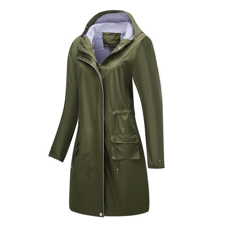 fartey Women's Solid Rain Jacket Outdoor Jackets Waterproof Hooded